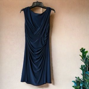 Evan-Picone Navy Sleevless Ruched Front Dress | Size 14 |